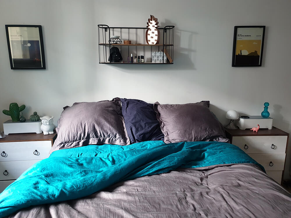 literie ligne du blanc en satin de coton